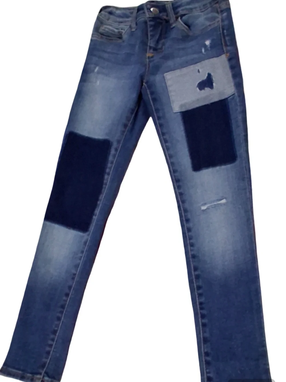 Gap Kids, Girls Size 4, Patchwork Jeans, Super Skinny, Distressed Denim
